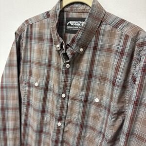 Mountain Khakis Men's‎ Brown Red plaid long-sleeve button-down shirt Medium